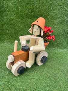 small wooden tractor