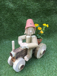 small wooden tractor